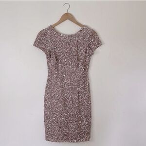 Adrianna Papell Bead & Sequin Short-Sleeve Sheath Dress